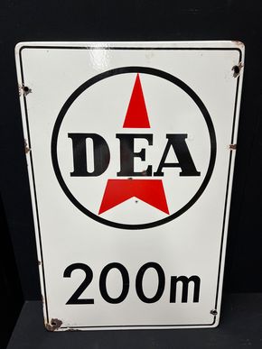 Dea 200 Meter - Tankstellen-Hinweisschild (Um 1960)