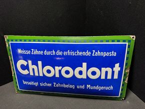 Chlorodont Zahnpasta Emailschild 60 x 32 cm - D um 1925