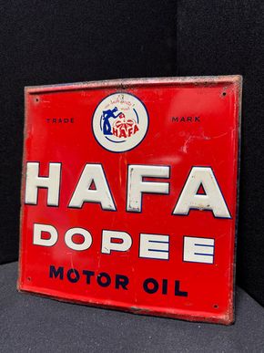 Hafa Dopee Motor Oil Blechschild 20 x 20 cm - Frankreich um 1930