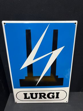 Lurgi Industriebetrieb - Schräg abgekantetes Emailleschild (1955/1965)