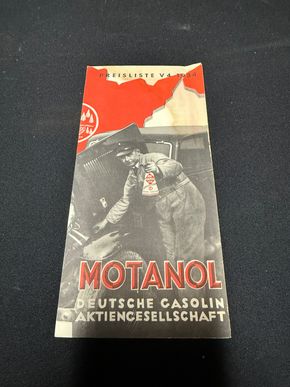 Motanol Preisliste aus dem Jahr 1934