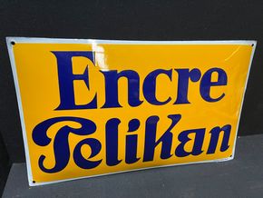 Pelikan Tinte - Encre Pelikan (Gewölbtes Emailleschild um 1925)