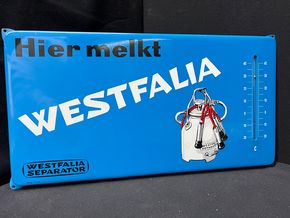 Westfalia Separator - Melkmaschinen Thermometer (Abgekantetes Blechschild der 60er Jahre)