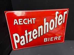 Patzenhofer Biere - Aecht Patzenhofer (Gewölbtes Emailleschild um 1910/1920)