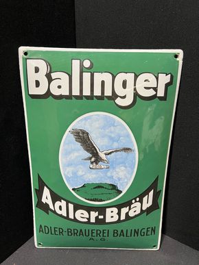 Adler Brauerei Balingen - Adler-Bräu (20er Jahre Emailleschild in fantastischer Erhaltung