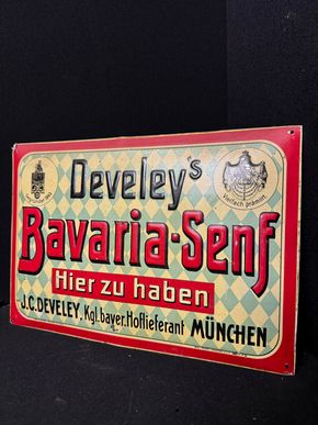  Uraltes Blechschild - Develey Bavaria Senf München - 35 x 24 cm - um 1905