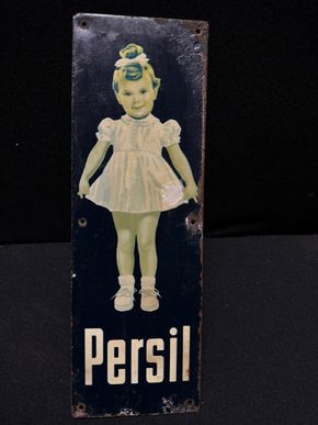 Persil Kind als Blechtürschild  21 x 7 cm - D um 1925