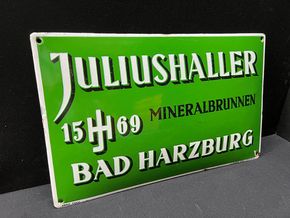 Juliushaller Mineralbrunnen Bad Harzburg (Gewölbtes Emailleschild um 1920)