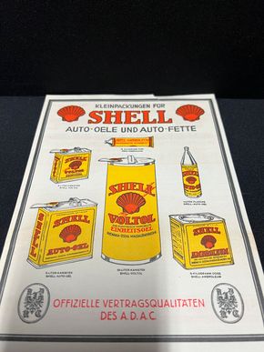 Shell Auto-Öl und Auto-Fette (Beidseitig bedruckter Werbezettel aus dem Jahr 1927)