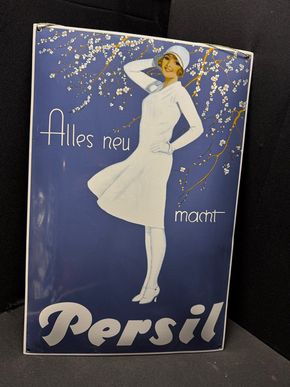 Persil Emailschild - Kirschblütenfrau - 60 40 cm - Henkel - um 1990