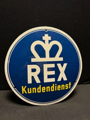 Rex Motorrad Kundendienst Emailschild  24cm - um 1955