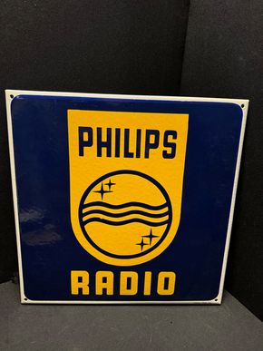 Philips Radio Emailschild 40 x 40 cm - D um 1955/60