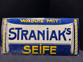 Wasche mit Straniak´s Seife - Blechschild  - 50 x 24 cm - D um 1915