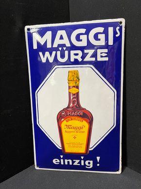 Maggis Würze - Einzig! (Gewölbtes Emailleschild um 1915)