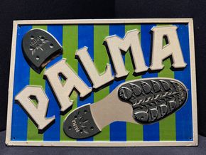 Palma Schuhsohlen - Blechschild mit Prägung -  25 x 36 cm - D/AT um 1920