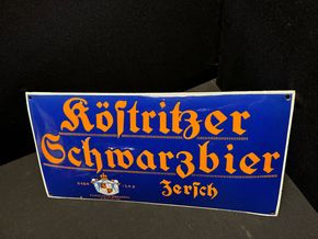 Köstritzer Schwarzbier Emailschild Köstritz 49 x 24 cm D- um 1930