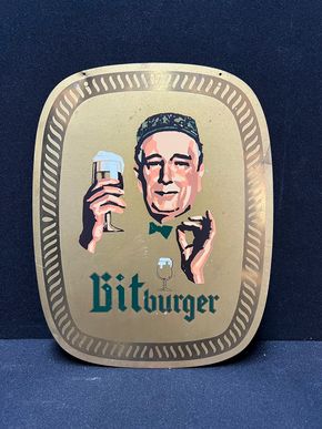 Bitburger Brauerei Blechschild auf schweren Trägermaterial (Wohl 60er Jahre)