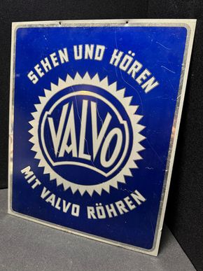 Sehen und Hören mit Valvo Röhren - Radio Blechschild um 1950 - 37 x 30 cm