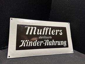 Muffler´s sterilisierte Kindernahrung Emailschild - Gaggenau - 40 x 21 cm - um 1905