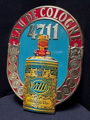 Eau de Cologne - Echt Kölnisch Wasser - Blechschild mit Prägung 25 x 18 cm - D um 1930/50