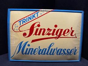 prächtiges Blechschild - Trinkt Sinziger Mineralwasser -  50 x 36 cm - D um 1955