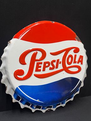 Pepsi Cola Kronkorkenschild (Deutsche Version / 50er Jahre)