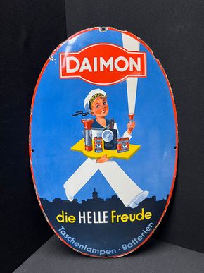 Daimon Batterien - Daimon die helle Freude (Emailleschild)