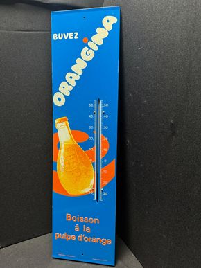 Buvez Orangina - Thermometer aus Blech 68 x 18 cm - F um 1960