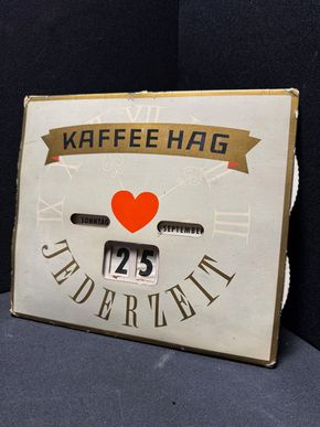 Kaffee Hag JEDERZEIT - Endloskalender zum Drehen  25 x 29 cm - D um 1950