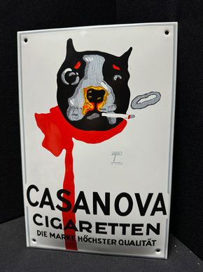 Casanova Cigaretten - Emailschild - Ludwig Hohlwein 20 x 30 cm - Reproduktion