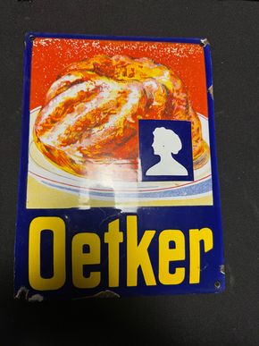 Oetker Emailschild im Kleinformat 33 x 24,5 cm - D um 1930