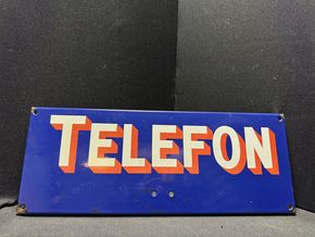 Telefon Emailschild 42 x 16 cm D/AT um 1930