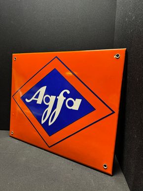 Agfa Emailschild abgekantet 47 x 37 cm - D um 1955