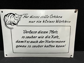 Für dieses stelle Örtchen nur ein kleines Wörtchen (Emailleschild / Wohl späte 70er Jahre)