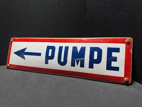 Pumpe Emailschild - Dapol Dapolin  55 x 15 - D um 1925