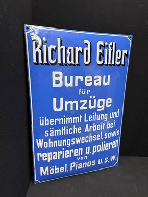 Richard Eifler - Bureau für Umzüge (Emailleschild um 1910)