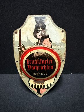 Frankfurter Nachrichten - Zweiteiliges Blechtürschild (Um 1925)