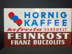 Hornig Kaffee - Feinkost Franz Buczolits (2er-Set großer Kunststoffschilder)