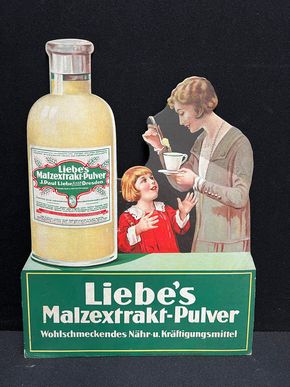 Liebes Malzextrakt-Pulver (Pappaufsteller um 1920)