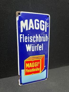 Maggi Fleischbrüh-Würfel (Emaille-Türschild der 20er Jahre)