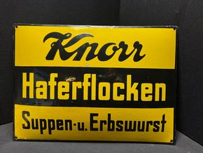 Knorr Haferflocken Emailleschild  55 x 40 cm Suppen & Erbswurst - D um 1925